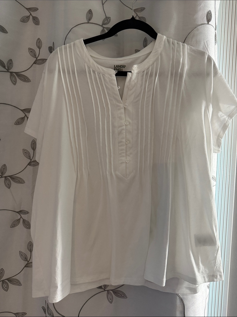 Lands' End White Pintuck Button-Front Women's Tunic